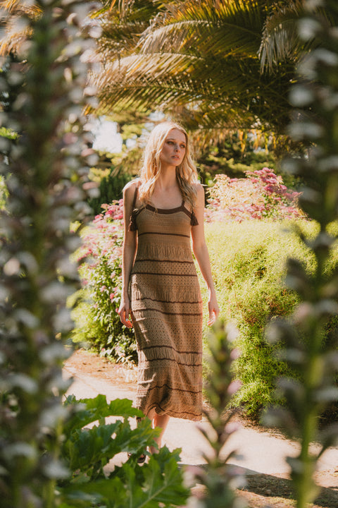 VESTIDO BOLONIA CAMEL Y CAFÉ