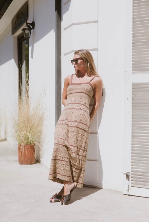VESTIDO BOLONIA CAMEL Y CAFÉ