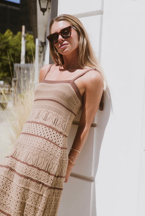 VESTIDO BOLONIA CAMEL Y CAFÉ