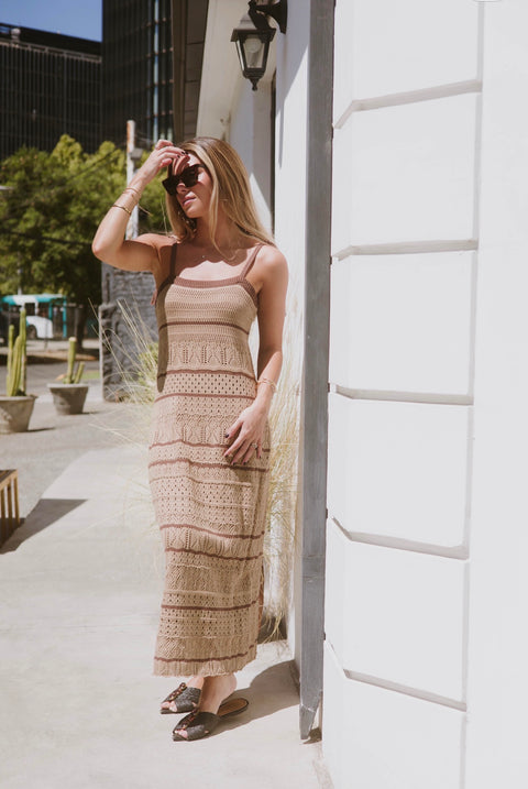 VESTIDO BOLONIA CAMEL Y CAFÉ