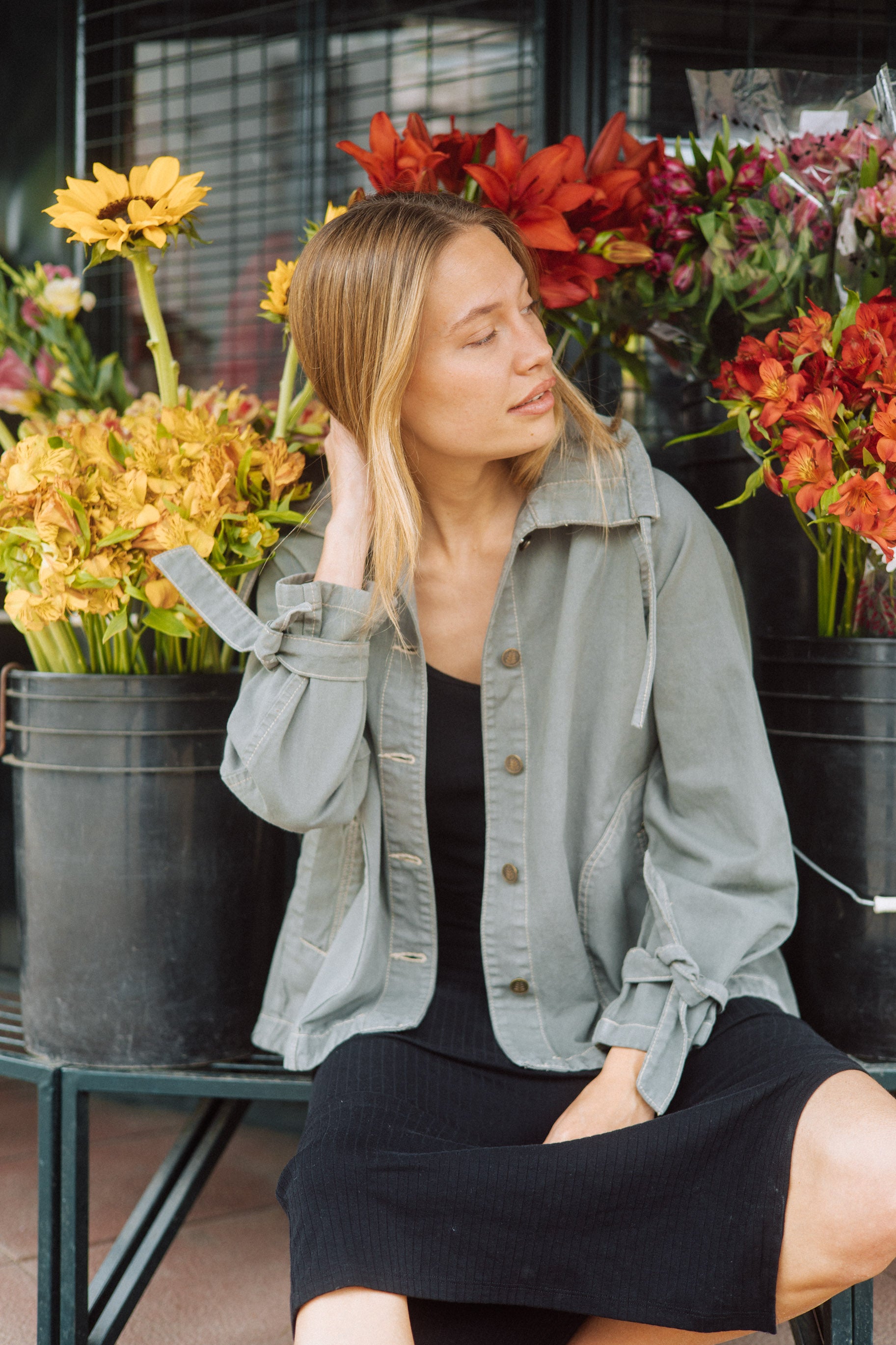 CHAQUETA LUPE GRIS-VERDE