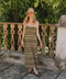 VESTIDO BOLONIA VERDE Y BEIGE